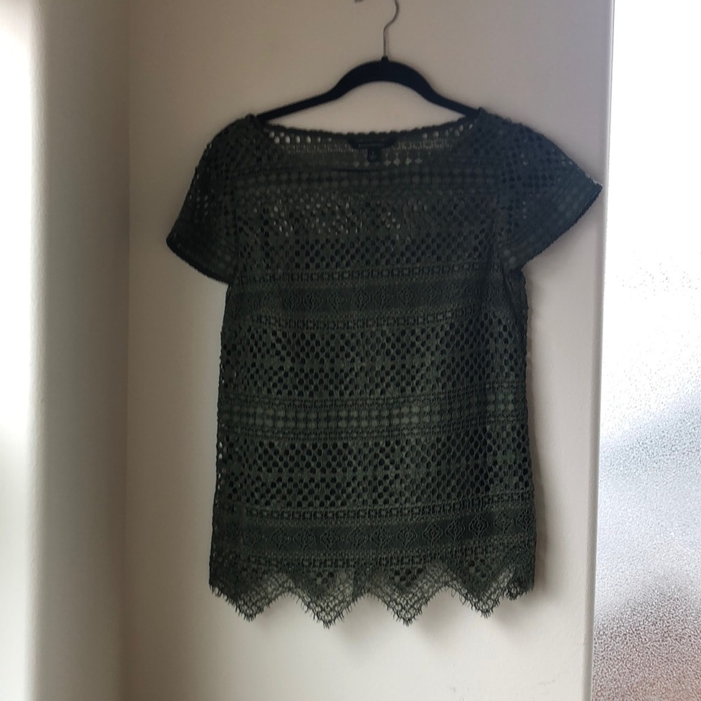 Banana Republic Forest Green Crochet Top